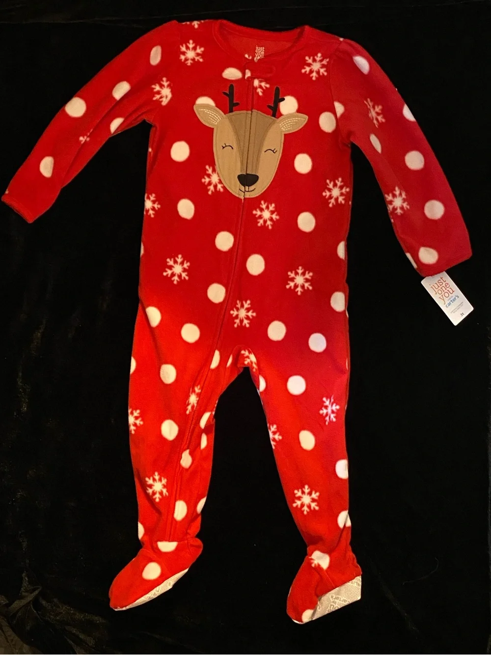 Just One You by Carter's Red 3T Holiday Fleece Snap Pajamas